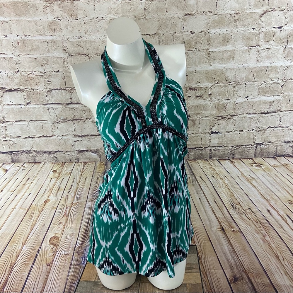 INC international concepts green halters top small - Picture 1 of 9